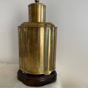 Vintage Etched Brass Canister Shelf Decor w/ Pelican
